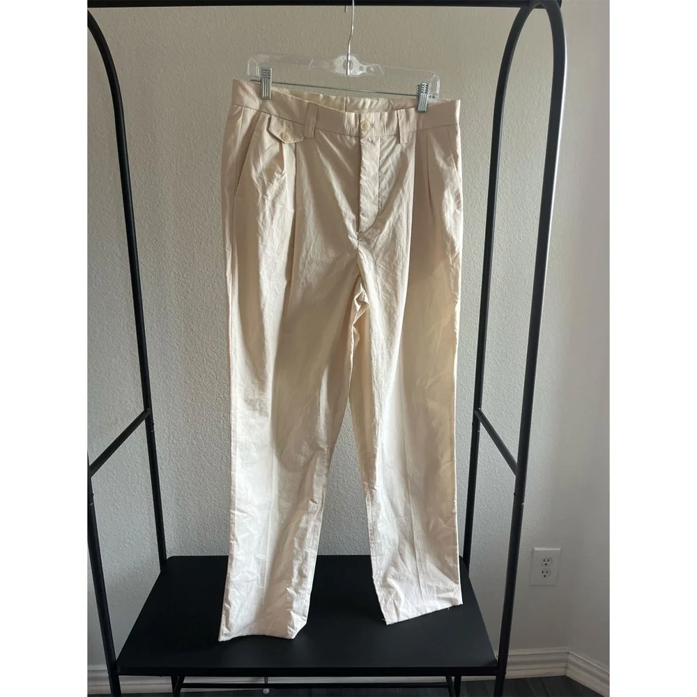 NWT NANUSHKA | GINI - Heavy Poplin High Rise Tailored Pants - Creme | Size Large